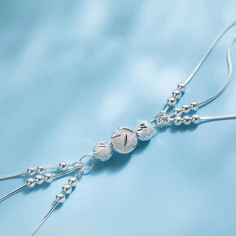✨ 925 Sterling Silver Beaded Charm Bracelet