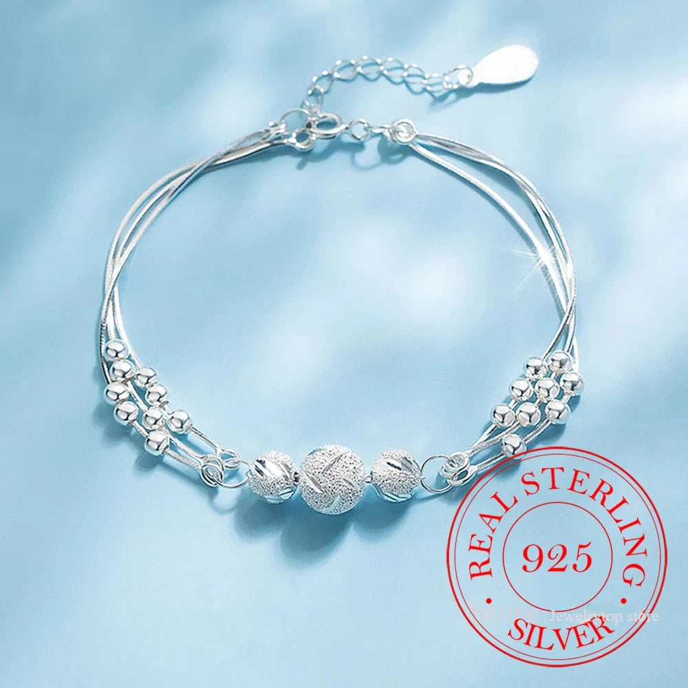 ✨ 925 Sterling Silver Beaded Charm Bracelet
