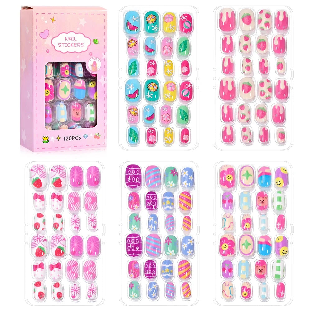 🎀 Kawaii Kids Press-On Nail Set — 120 Pieces