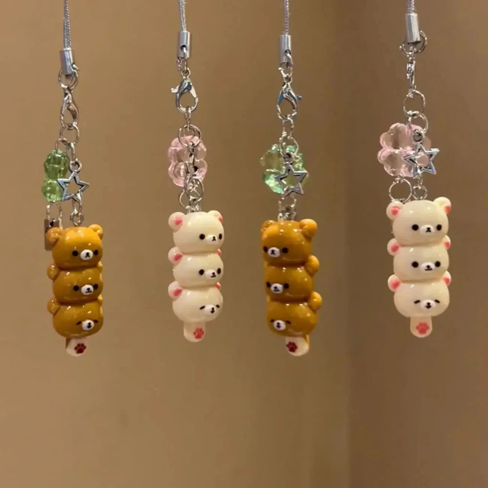 🐻 Kawaii Bear Phone & Bag Charm Set — 2 Pieces